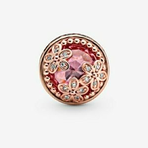💗Pandora Rose Gold Pink Daisy Flower Round Charm